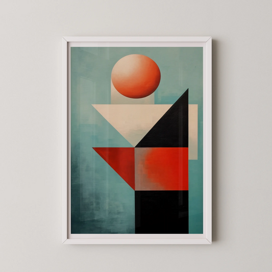 A modern abstract geometric shapes wall art poster with a minimalist style.