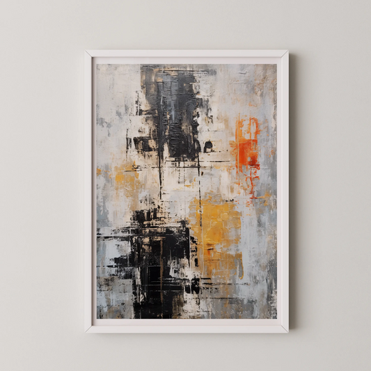 A modern abstract artwork featuring urban energy with textured brushstrokes.