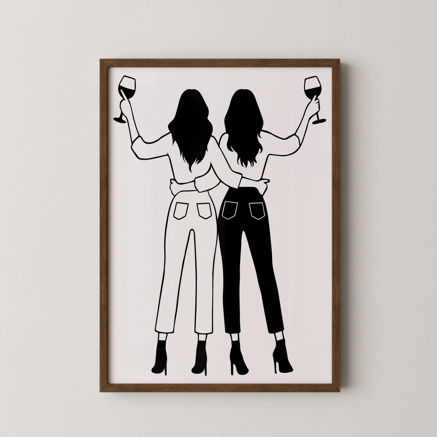 A modern abstract art print featuring vibrant geometric shapes in blue, coral, and gold.