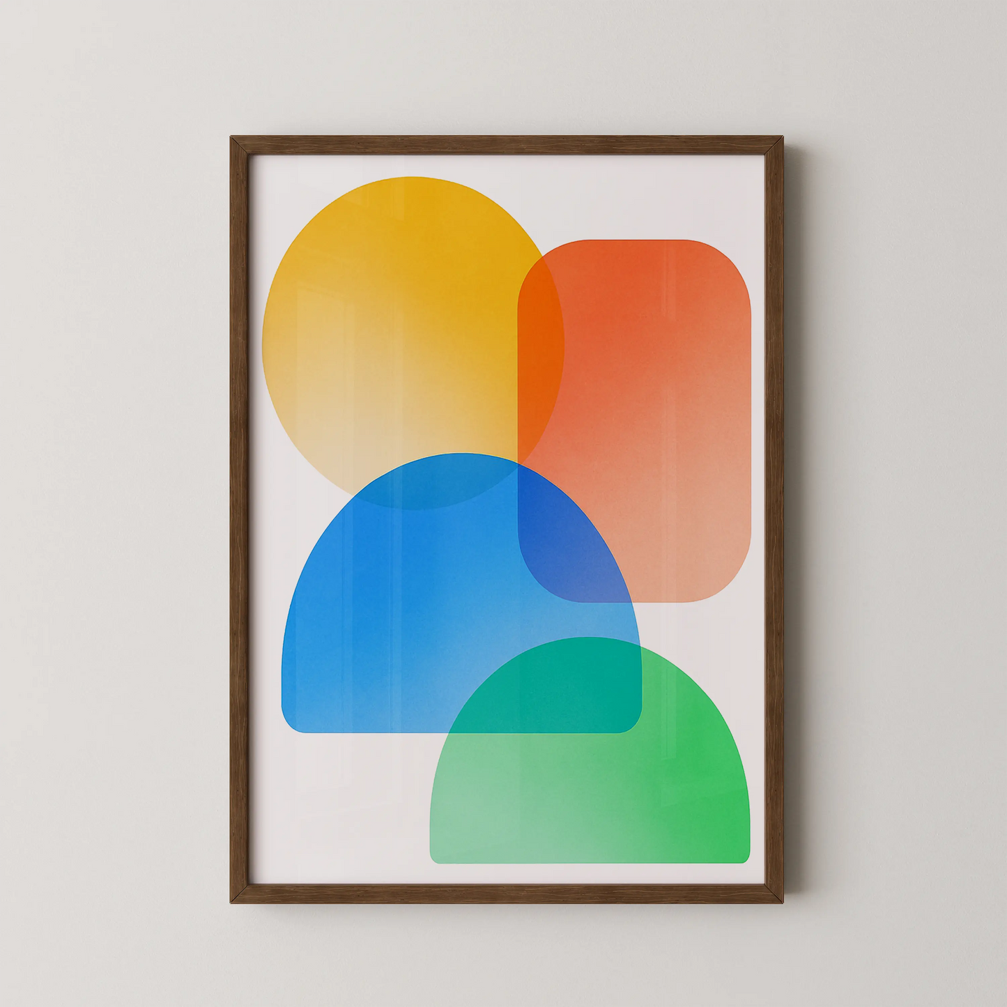 A modern abstract wall art print featuring geometric shapes in a harmonious composition.