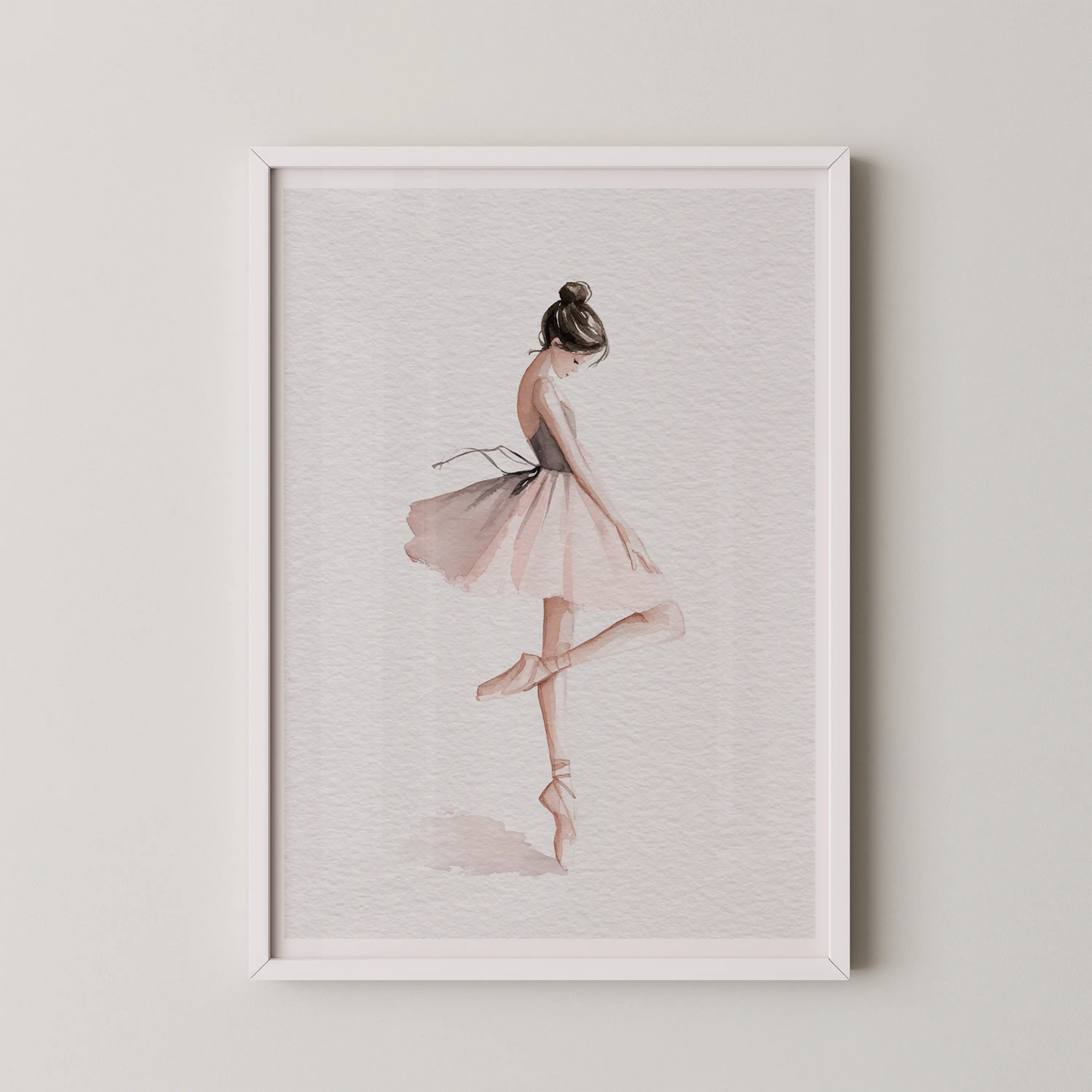 A modern watercolor artwork of a ballet dancer in an ethereal style.