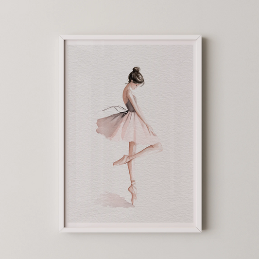 A modern watercolor artwork of a ballet dancer in an ethereal style.