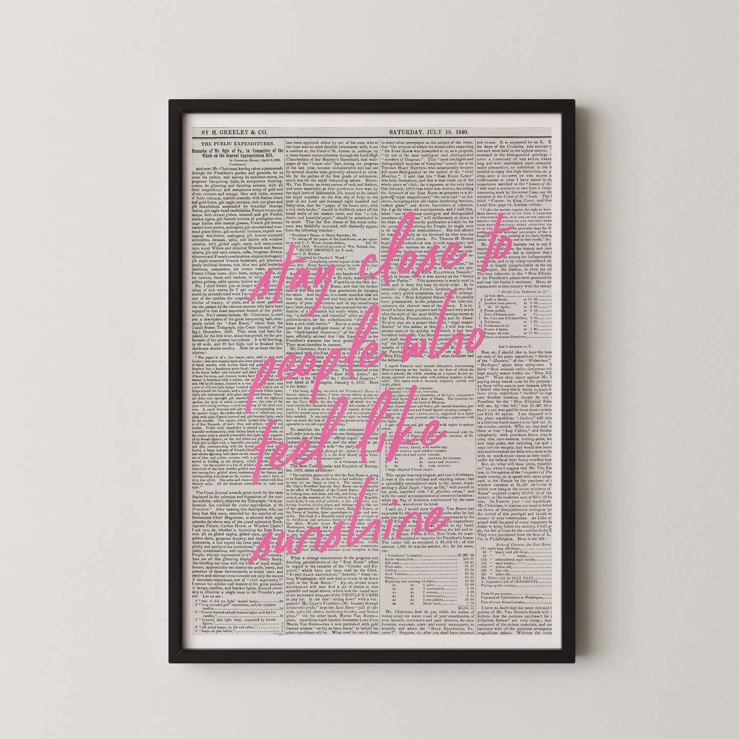 A vintage newsprint collage with a bold, hot-pink cursive overlay that reads "You Know What You Want", in a vintage style.