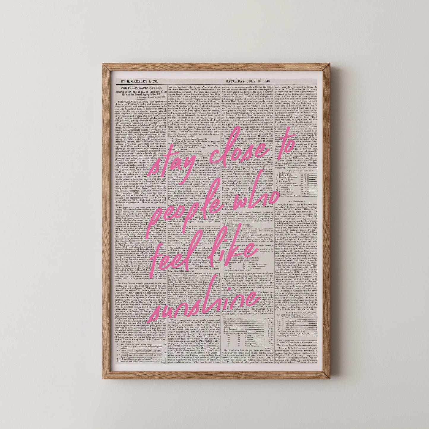 A vintage newsprint collage with a bold, hot-pink cursive overlay that reads "You Know What You Want", in a vintage style.