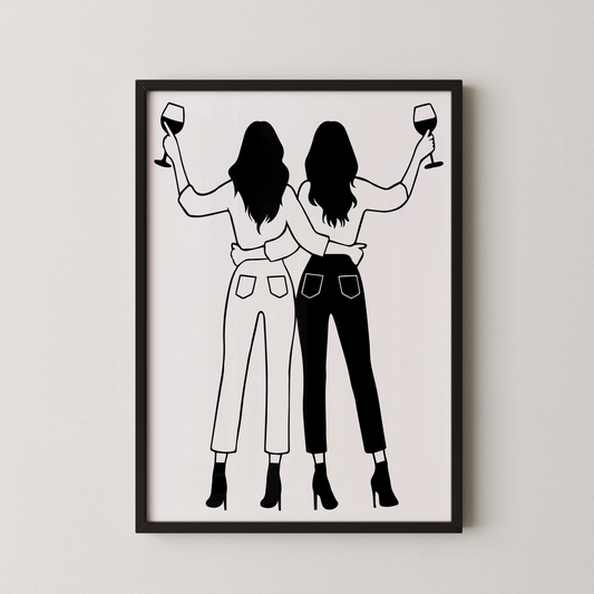 A modern abstract art print featuring vibrant geometric shapes in blue, coral, and gold.