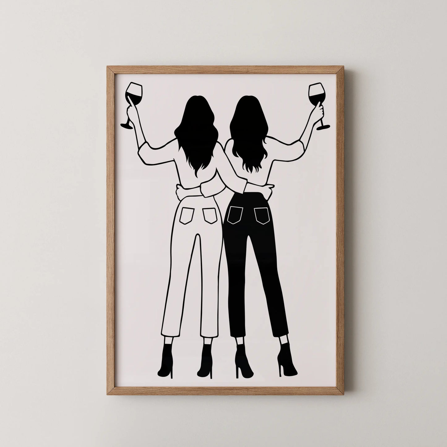 A modern abstract art print featuring vibrant geometric shapes in blue, coral, and gold.